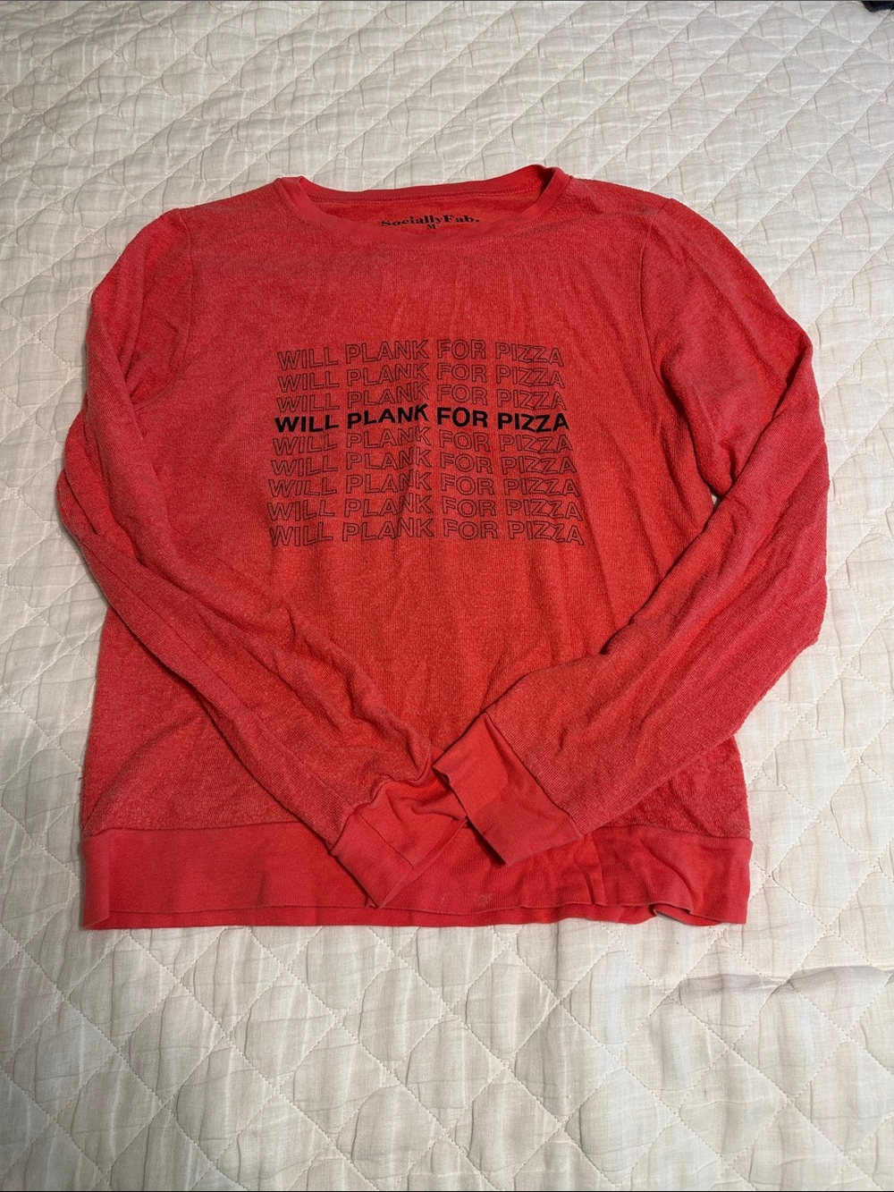 Lightweight vintage crewneck sweatshirt - "Will Plank For Pizza"